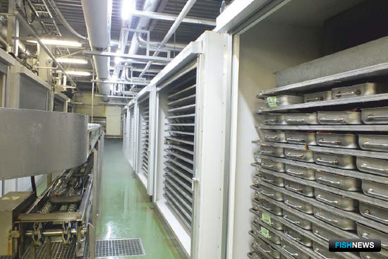 Остров Кунашир, Южно-Курильский рыбокомбинат. Суммарная мощность системы заморозки 200 тонн/сутки и аммиачный холодильник на 1500 тонн