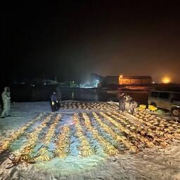 У задержанных изъяли почти 2 тонны камчатского краба. Фото пресс-службы Пограничного управления ФСБ России по Сахалинской области