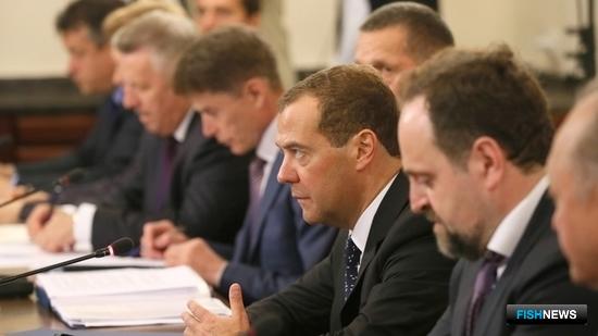 Премьер-министр Дмитрий МЕДВЕДЕВ провел встречу с руководителями предприятий рыбной отрасли Дальнего Востока. Фото пресс-службы Правительства РФ