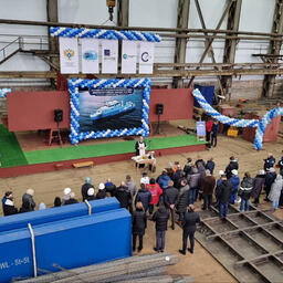 Торжественная церемония закладки прошла на Белогородской судоверфи. Фото пресс-службы ВНИРО