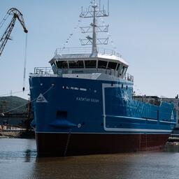 На воду спустили первый краболов «Антея» из восьми, заложенных на НСРЗ. Фото пресс-службы компании