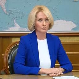 Вице-премьер Виктория АБРАМЧЕНКО рассказала о ходе оздоровления Волги. Кадр из трансляции пресс-службы Кремля 