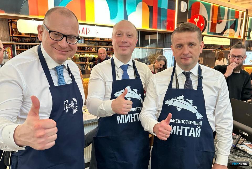 Мастер-класс «Рыбный день» на ВДНХ: сенатор Константин ДОЛГОВ, президент АДМ Алексей БУГЛАК и руководитель Росрыболовства Илья ШЕСТАКОВ