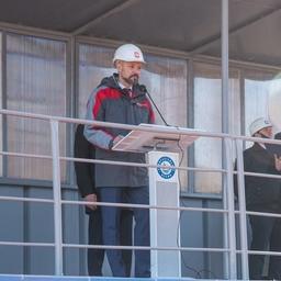 Заместитель гендиректора РРПК по строительству флота Дмитрий САПОВ на торжественной церемонии спуска