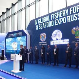 Руководитель Росрыболовства Илья ШЕСТАКОВ на открытии Global Fishery Forum & Seafood Expo Russia в сентябре 2021 г.