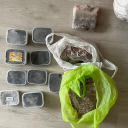 Полиция Амурска обнаружила в квартире фигуранта более 15 кг осетра и черной икры. Фото пресс-службы регионального УМВД