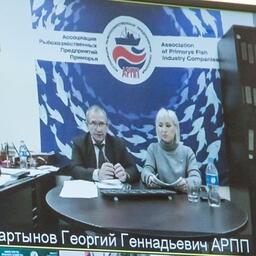 Президент Ассоциации рыбохозяйственных предприятий Приморья (АРПП) Георгий МАРТЫНОВ и директор ООО «Тройка», основатель платформы Fishplace Юлия БЕЛИКОВА