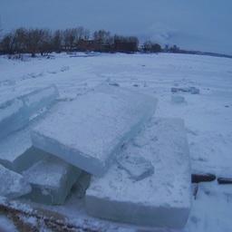 Ледяные блоки выпиливались из льда городского озера. Фото пресс-службы Нижнеобского теруправления Росрыболовства