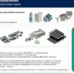 Часть презентации Минпромторга в Госдуме была посвящена оснащению для рыбопереработки и судовому оборудованию