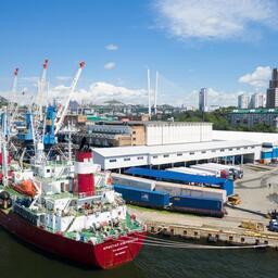 С начала августа во Владивостокском морском рыбном порту обработано уже 35 тыс. тонн рыбопродукции навалом. Фото пресс-службы компании