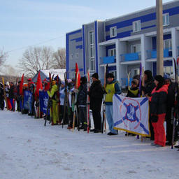 «Рыбацкая лыжня-2013»: торжественное построение перед лыжными стартами