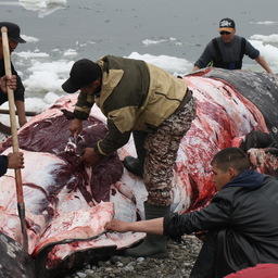 За время проведения работ местные жители добыли и промерили 9 серых китов. Фото пресс-службы ТИНРО-Центра