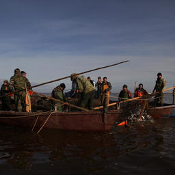 Рыбаки на озере Ильмень