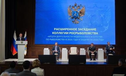 Заместитель председателя правительства Дмитрий ПАТРУШЕВ выступил на коллегии Росрыболовства. Фото пресс-службы федерального агентства