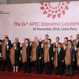 Участники заседания лидеров экономик форума АТЭС сфотографировались в национальных перуанских накидках. Фото Михаила Метцеля