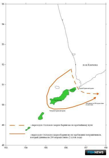Увеличение перехода из Охотского моря в Берингово по требованию пограничников