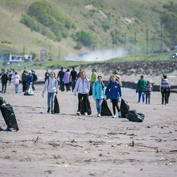 Добровольцы собрали порядка 1 тыс. мешков с мусором. Фото пресс-службы фонда «Родные острова»