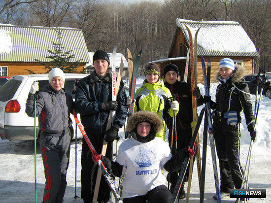 Лыжники Дальрыбвтуза перед стартом