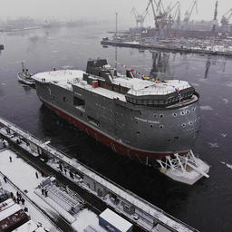 Спуск «Северного полюса» на воду на Адмиралтейских верфях в декабре 2020 г. Фото пресс-службы предприятия